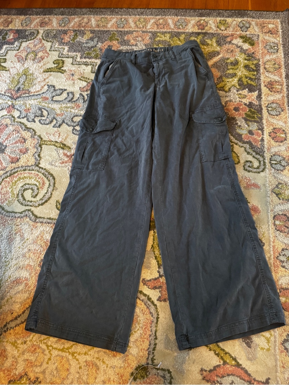 American Eagle Outfitters Women's Wide-Leg Cargo Pants - Charcoal